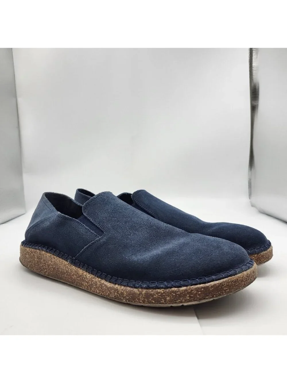 Birkenstock Callan Men’s Slip-On Suede Shoes Size 42 9 US Navy Cork Sole